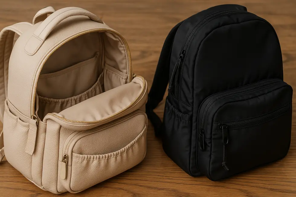 Comparing ergonomic benefits in diaper bags: backpacks offer even weight distribution while totes provide easy access.