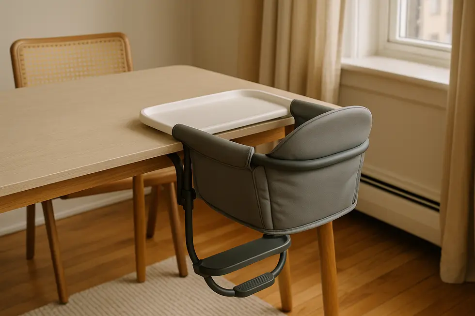 The Munchkin 360° Cloud Baby High Chair in a stylish kitchen setting.